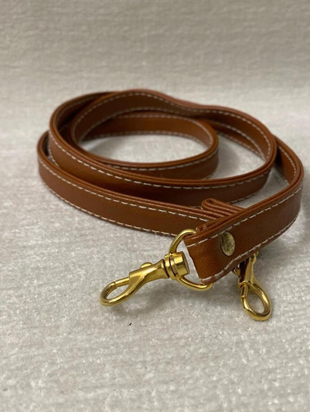 42” Faux Leather Strap with Gold Clasps